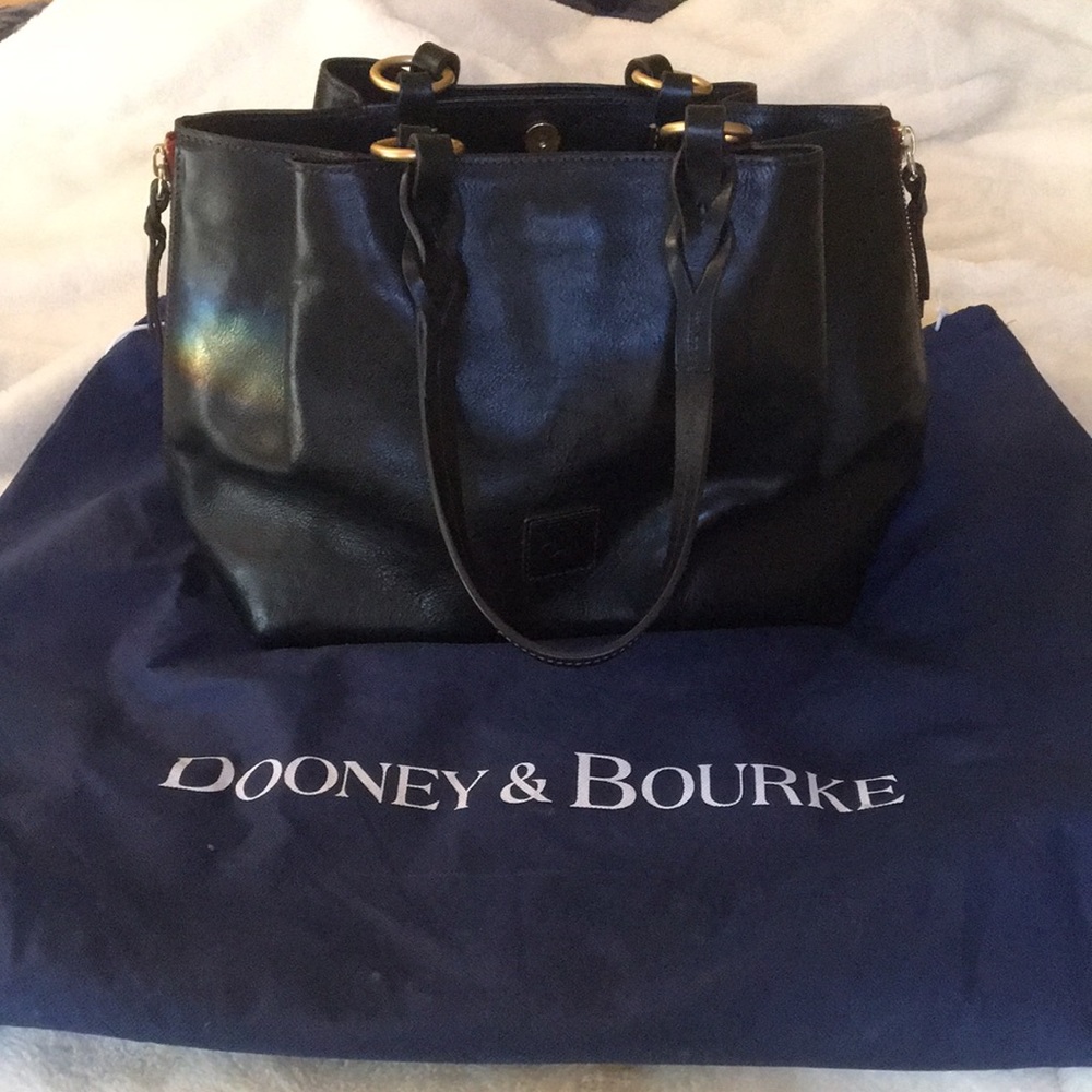 Black leather tote large